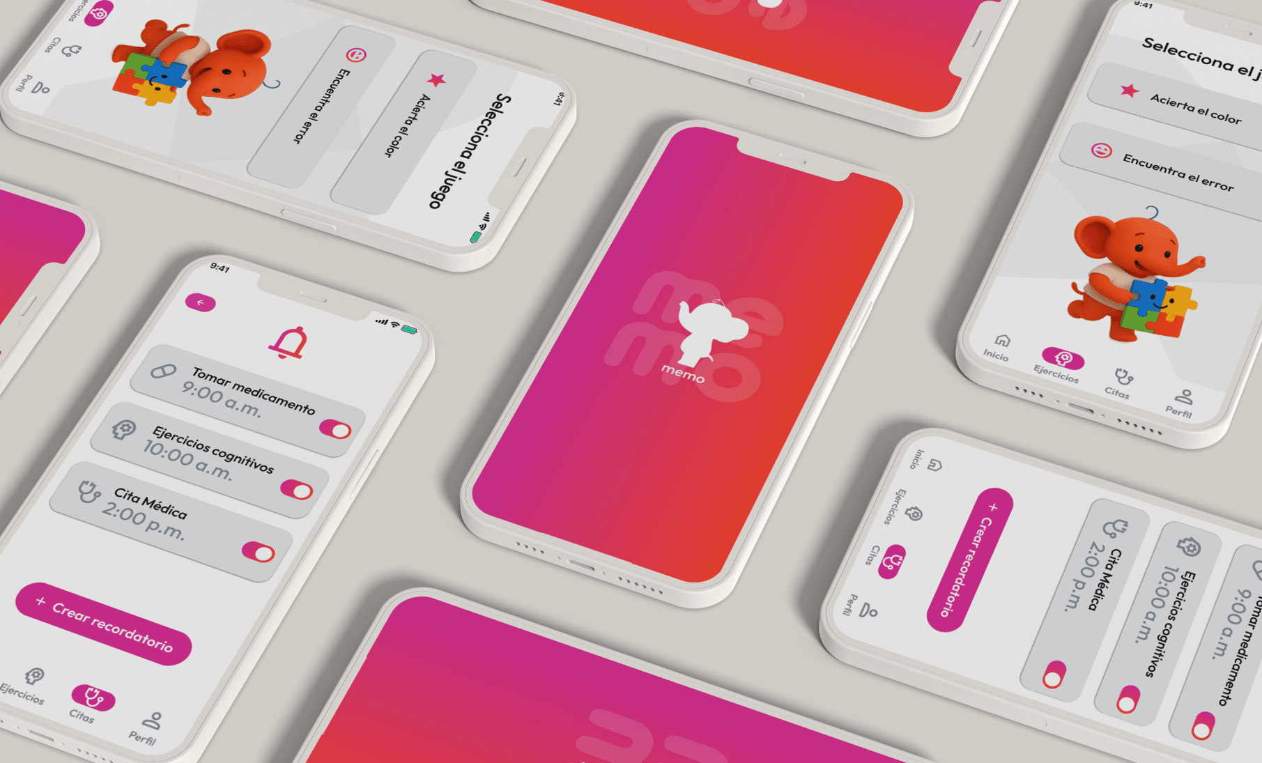 Prototipo de pantallas app Memo — UX UI design Medellín
